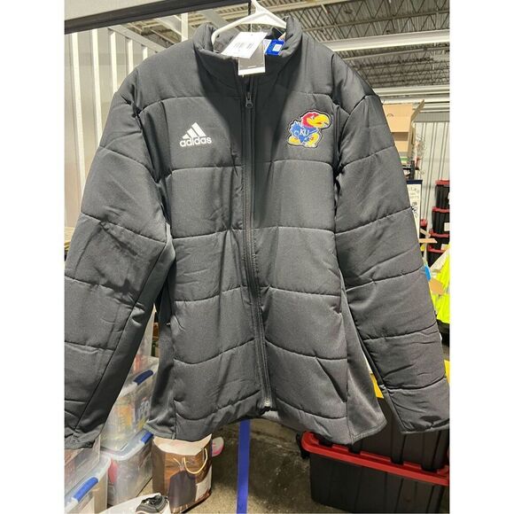 Men's adidas Black Kansas Jayhawks Sideline Midweight Full-Zip Jacket L